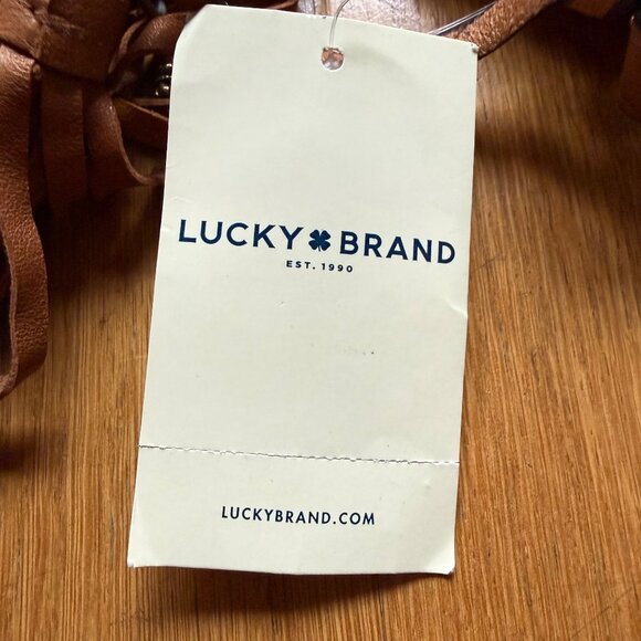 Lucky Brand NEW Hibiscus Red Tessa Macrame Fringe Leather Strap Crossbody Bag - Picture 2 of 16